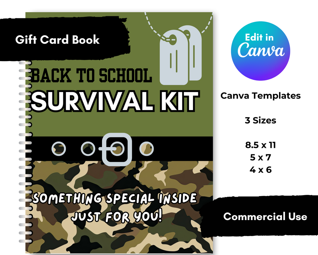 College or Military Gift Card Book – Customizable Canva Template