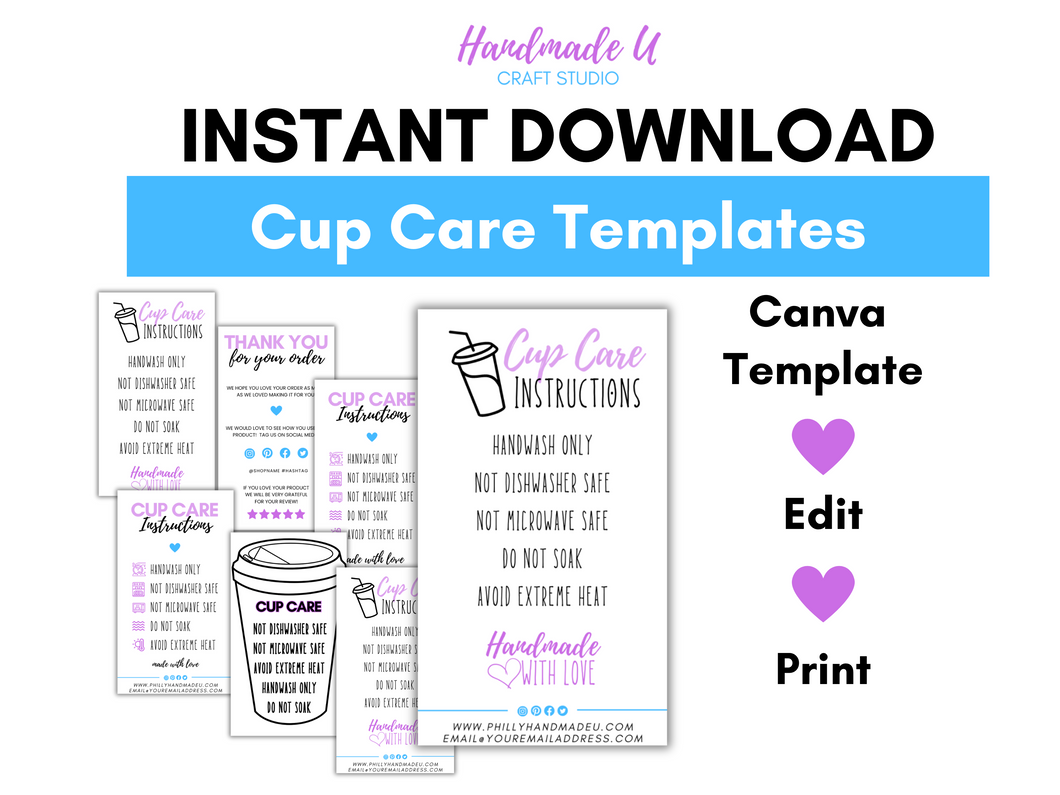 Canva Template Care Card for Cup Makers