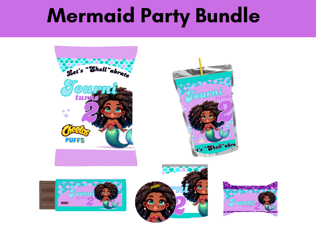 Melanated Mermaid Party Favors – Canva Templates