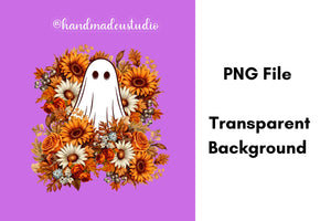 Halloween Spooky Ghost Floral PNG – Instant Download