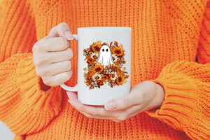 Halloween Spooky Ghost Floral PNG – Instant Download