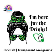 Load image into Gallery viewer, Messy Bun St. Patrick&#39;s Day PNG – Alcohol Themed
