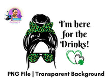 Load image into Gallery viewer, Messy Bun St. Patrick&#39;s Day PNG – Alcohol Themed
