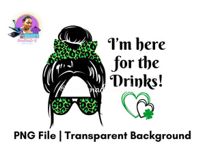 Messy Bun St. Patrick's Day PNG – Alcohol Themed