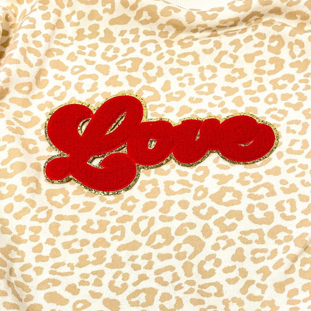 Love Chenille Patch - Gold Glitter Backing