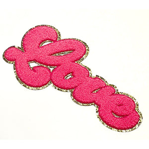 Love Chenille Patch - Gold Glitter Backing