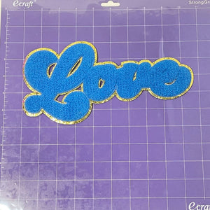 Love Chenille Patch - Gold Glitter Backing