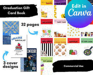 Graduation Gift Card Book for High School and College; Graduation Gift; Editable Canva Template; Instant Download