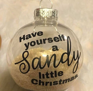 Sandy Little Christmas Ornament BEACH Themed with seashells, Beach Gifts, Coastal