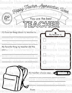 Teacher Appreciation Week A+ School Supplies Worksheet Coloring Page - Printable PDF - Printable PDF - Editable in Canva - Gifts for Teachers