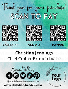 Teal Green Scan to Pay Sign – Canva Template