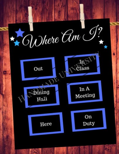 Printable: Where Am I Board for Residence Life and Resident Assistant