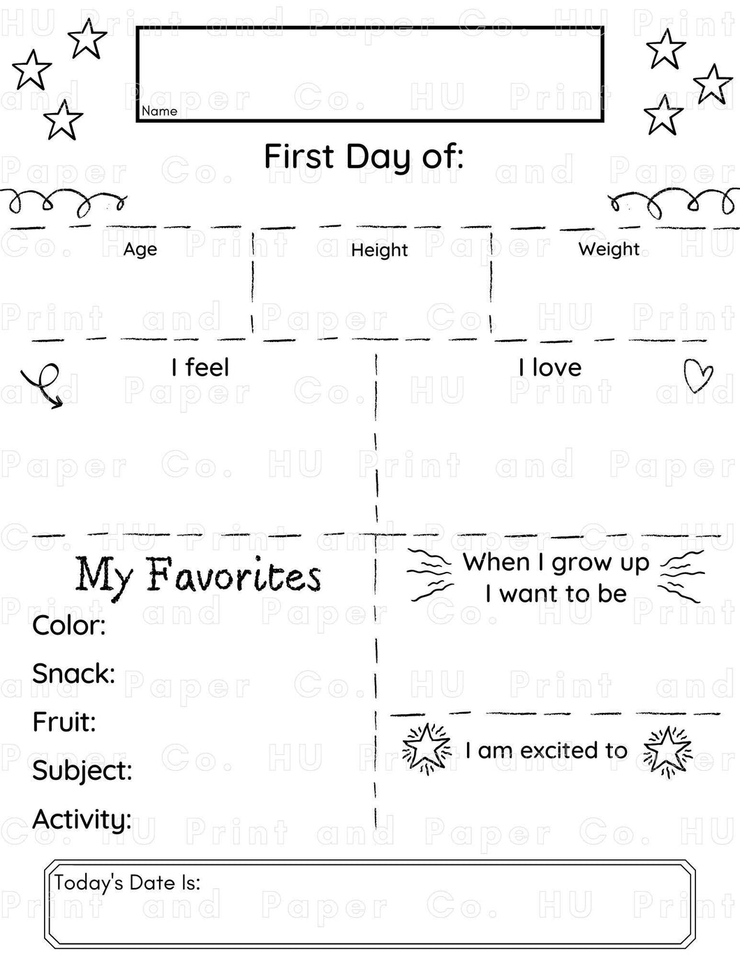 First Day of School Coloring Page – Printable PDF