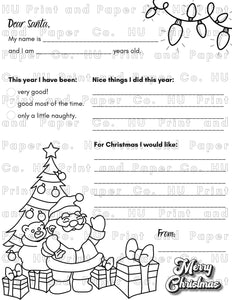 Dear Santa Letter Coloring Page – Printable PDF