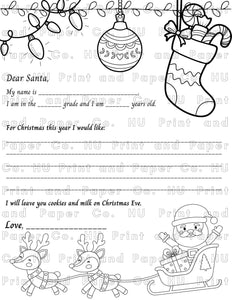 Dear Santa Letter Coloring Page – Printable PDF