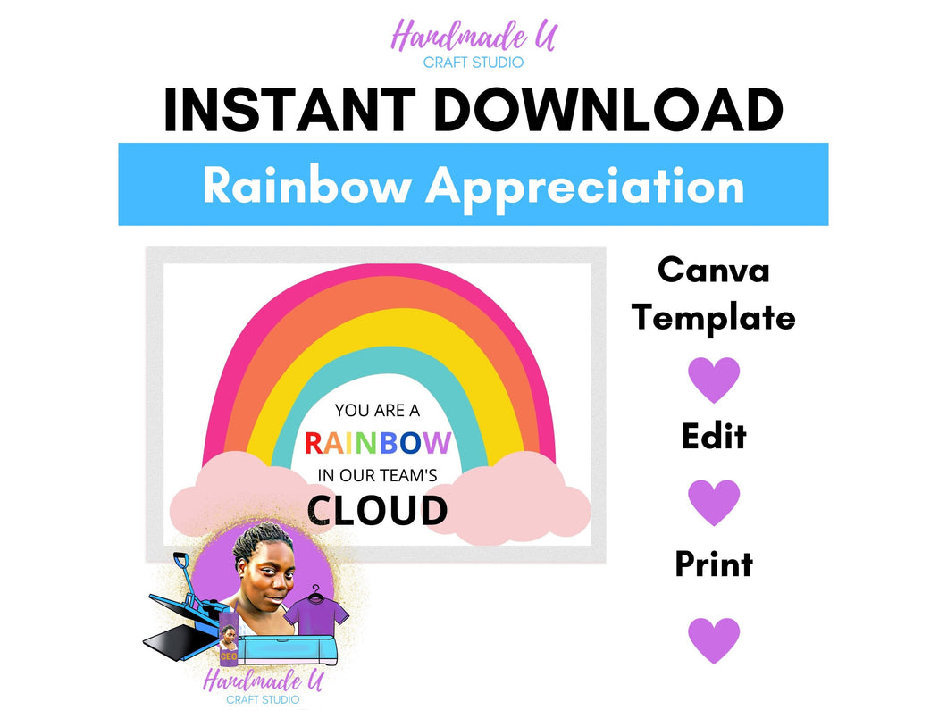 Rainbow in Our Teams Cloud Postcard – Canva Template