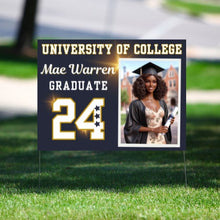 Load image into Gallery viewer, Graduation Yard Sign Canva Template &quot;Blue Sparkle&quot; | Commercial Use
