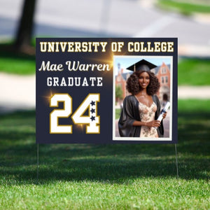 Graduation Yard Sign Canva Template "Blue Sparkle" | Commercial Use