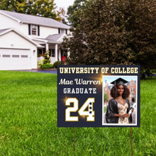 Load image into Gallery viewer, Graduation Yard Sign Canva Template &quot;Blue Sparkle&quot; | Commercial Use
