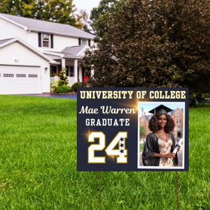 Graduation Yard Sign Canva Template "Blue Sparkle" | Commercial Use