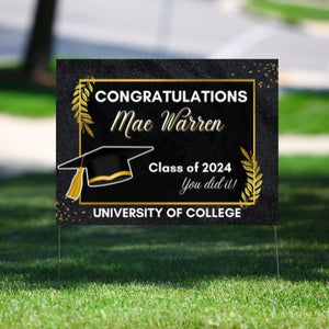 Graduation Yard Sign Canva Template "Classic Black" | Commercial Use