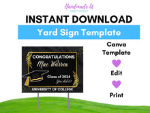 Load image into Gallery viewer, Graduation Yard Sign Canva Template &quot;Classic Black&quot; | Commercial Use
