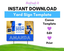 Load image into Gallery viewer, Graduation Yard Sign Canva Template &quot;2 Photo Outline Text&quot; | Commercial Use
