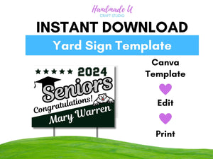 Graduation Yard Sign Canva Template "Uphill Seniors" | Commercial Use